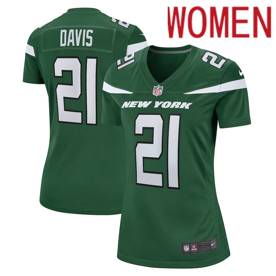 Women New York Jets #21 Ashtyn Davis Nike Gotham Green Game Player NFL Jersey->women nfl jersey->Women Jersey